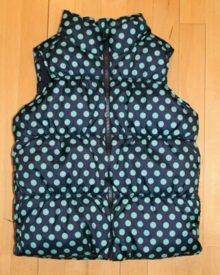 Girl's Old Navy Blue Aqua Polka Dot Front Zipper Vest Size Medium 8 Frost Free - Image 1 of 2