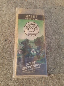 RARE WW2 Cities Service Oils Once Always Road Map MAINE ME Gas Station Antique  - Picture 1 of 5