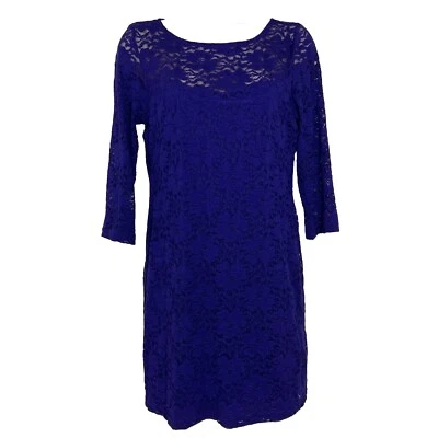 Forever 21 Shift Dress Women's Medium Above Knee 3/4 Sleeve Lace Lined Purple - Image 1 of 4
