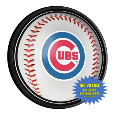 Chicago Cubs 18" Round Slimline Lighted Wall Sign - Image 1 of 2