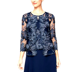  Alex Evenings Jewel Neck Embroidered Floral Lace Dress  Sz 8  $259  *754 New