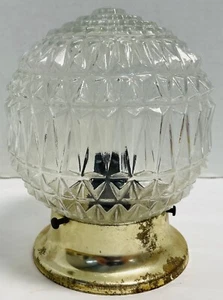 Vintage Round Clear Glass Ceiling Light Fixture* Diamond Cubic Shape*25254J S140 - Picture 1 of 6