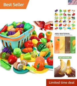 Interactive 70 PCS Mini Kitchen Play Food Set with Storage Basket for Adventure - Picture 1 of 8