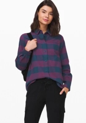 Camisa LULULEMON Full Day Ahead Revive Cuadros Cuadros Botón Franela Uva Nueva Sin Etiquetas Talla 8 Foto 1 de 4