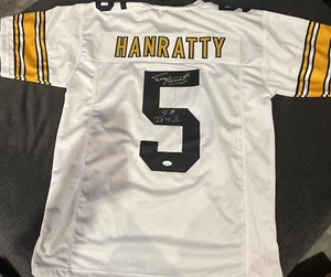 MAGLIA PERSONALIZZATA TERRY HANRATTY PITTSBURGH STEELERS SCRITTA AUTOGRAFATA JSA Cert - Foto 1 di 3