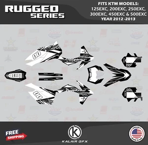 Graphics Kit for KTM 125 200 250 300 450 500EXC (2012-2013) Rugged-White - Picture 1 of 6