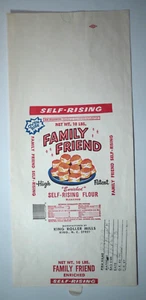 LARGE Vintage Paper Sack Bag - FAMILY FRIEND FLOUR, KING ROLLER MILLS KING NC 98 - Picture 1 of 1