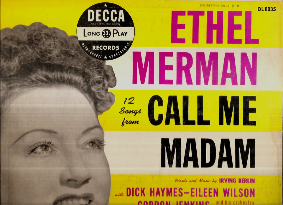 ETHEL MERMAN 12 Songs From CALL ME MADAM  1950 LP - Image 1 of 1
