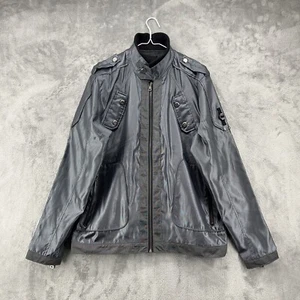 WT02 Jacket Mens XL Gray Silver Biker Jacket Full Zip Soft Lightweight Pockets - Picture 1 of 23