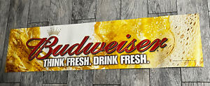 BUDWEISER Beer Think Fresh Drink Fresh 4ft SUBWAY BANNER POSTER