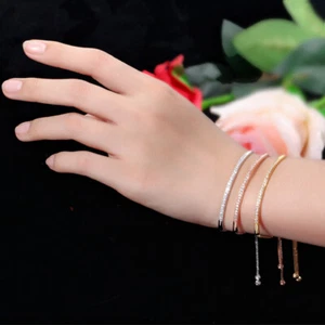 CWWZircons Adjustable CZ Rose Gold Bracelet Bangle for Women Fashion Jewelry - Foto 1 di 10