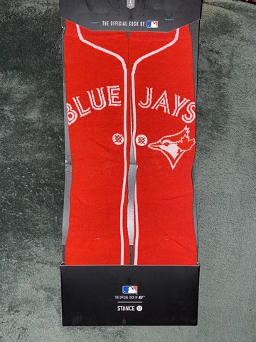STANCE MLB Crew Socks Toronto Blue Jays Alternate Jersey Size Large L Red White Cover