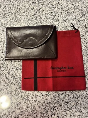 CHRISTOPHER KON Hombre Sobre Cartera Cuero Marrón Liso Plus Bolsa de Almacenamiento Foto 1 de 3