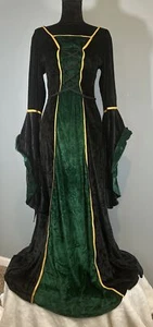Women’s Small Black/green Velvet Renaissance Halloween Gothic costume Halloween - Picture 1 of 6