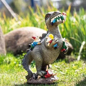 Garden Gnomes Statues Yard Decorations Outdoor Garden Decor, 14” Dinosaur Gnomes - Picture 1 of 12