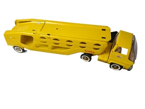 1960s Tonka Yellow Car Carrier Truck and Trailer Pressed Steel Nice Original Wow - Picture 1 of 13