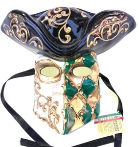 GREEN GOLD CASANOVA MAMO VENETIAN MASK - Picture 1 of 1