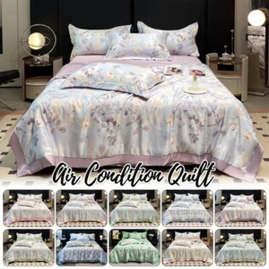 Luxury Ice Silk Quilt Set Cooling Air Condition Bedding Summer Quilts Blanket. - Picture 1 of 40