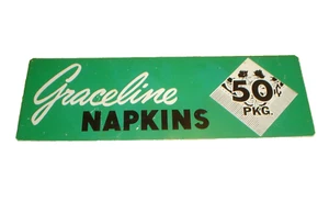 Vintage Graceline Napkins 50 Cents Package Tin / Metal Sign Original - Picture 1 of 6