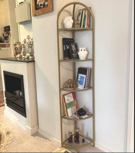 Tall Corner Bookcase Storage Shelving Display Unit Stand 5 Shelves Industrial - Picture 1 of 5