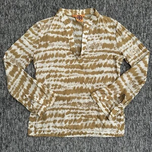 Tory Burch Top Damen klein senf Batik Pailletten verziert Bluse Tunika - Bild 1 von 9
