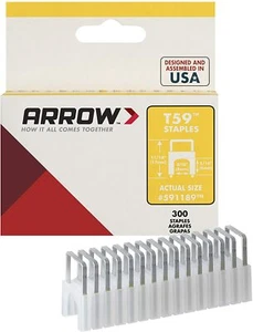 Arrow T59 Insulated Staples Clear 6 x 8mm 1/4in x 5/16in Box 300 ARR591188 - Picture 1 of 3