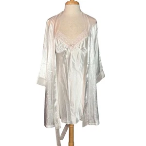 Linea Donatella Ivory 2 Pc Short Chemise & Robe Set Womens Medium New With Tags - Picture 1 of 13