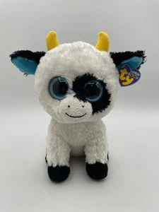 New Ty Beanie Boos Daisy Medium 9" Buddy Blue Cow Solid Eyes 2011 Tags - Picture 1 of 12