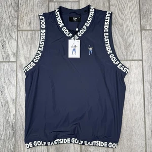 Chaleco de golf Eastside forrado de malla pulóver logotipo cuello en V azul nuevo con etiquetas para hombre talla M - Imagen 1 de 8