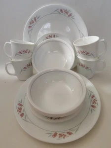 Set Of 4 Corelle SILK BLOSSOMS Dinner, Salad Plates, Soup Bowls, and Cups/Mugs  - Picture 1 of 10