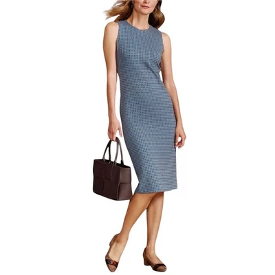 J. McLaughlin Sz L Blue Black Turnberry Devonshire Bainbridge Cloth Dress - Image 1 of 4