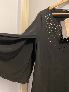 Liz Jordan Black Top Evening Dimonte 16 XL Split Sleeve NWT - Picture 1 of 5