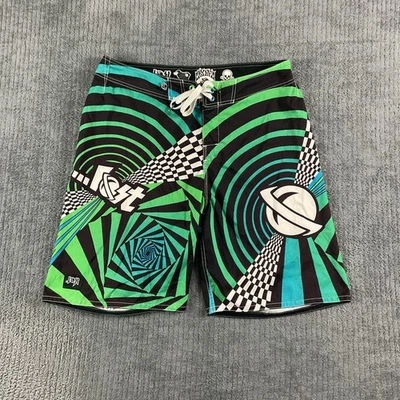 Pantalones Cortos de Tabla Lost para Hombres 36 Verde Negro Blanco Surf Traje de Baño Caos Espiral Gráfico Foto 1 de 4