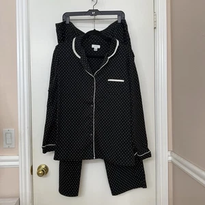 Celestial Dreams Mujer Pijama Salón Conjunto de 2 Piezas Suave Acogedor Negro Lunares Talla 2X - Imagen 1 de 8