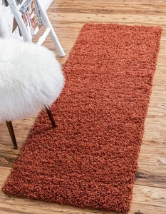 Unique Loom Solid Shag Collection Area Rug (2' 2" x 6' 7" Runner, Terracotta) - Picture 1 of 10