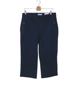 New CROFT & BARROW M Mineral Black Mid Rise Wide Leg Pull On Cropped Pant Women - Picture 1 of 16
