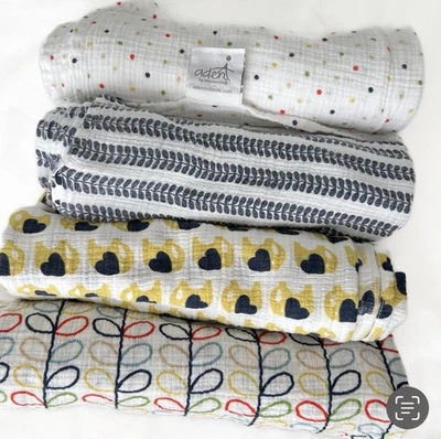4 Orla Kiely Aden + Anais Muslin Cotton Swaddle Baby Blankets Elephant Leaf Dot - image 1 of 2