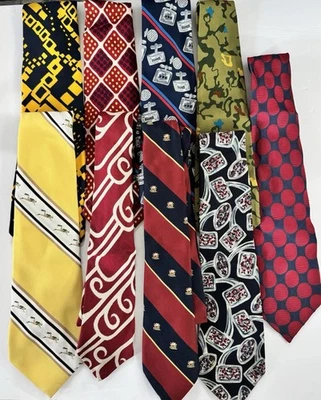 Лот 9 винтажных 1970-х новинка ретро широкие галстуки смелый графический рисунок печати галстуки - Изображение 1 из 4