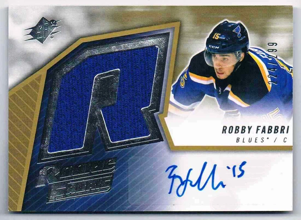 2015-16 SPX ROBBY FABBRI AUTO JERSEY 1 COLOR 224/299 CS ST LOUIS BLUES #SPXR-RB - Image 1 of 2