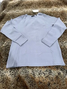 Theory River Crew Thermo Waffel Strick blau Sweatshirt Shirt Extra Large XL - Bild 1 von 6