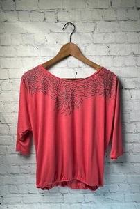 Women's Charming Charlie 3/4 Sleeve Detail Top, Size M - Salmon color - Picture 1 of 5
