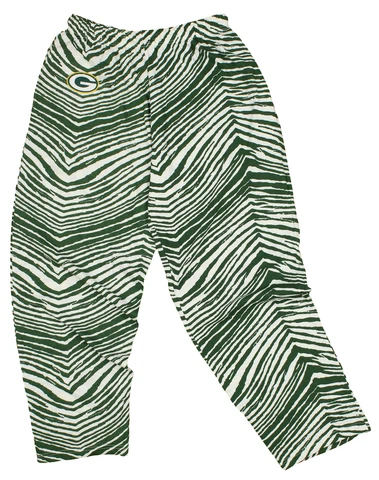 Zubaz NFL Men's Green Bay Packers Single Line Zebra Print Team Pants Cover
