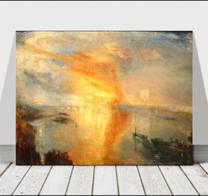 WILLIAM TURNER- Burning Houses Lords & Commons - CANVAS ART PRINT POSTER -24x18" - Picture 1 of 1