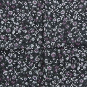 Black Floral Ascot Cravat Pocket Square Combo Silk Blend