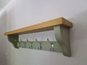 Coat Rack+Shelf Floating Rustic 5 Chrome Double Hooks - Picture 1 of 9