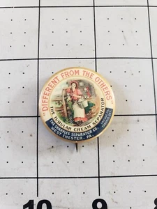 W & H CO TUBULAR CREAM SEPARATOR PIN BACK BUTTON 1800S - Picture 1 of 2