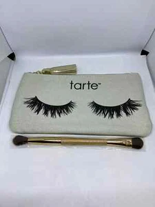 Tarte Eyelash Print Makeup Bag with Double Ended Eyeshadow Brush ~ NEW & SEALED - Picture 1 of 8