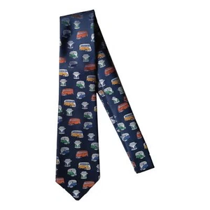 Camper Van Bright Colours repeating 100% Microfibre Classic Tie - Picture 1 of 1