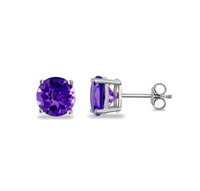 1ct. Amethyst Stud Earrings in Solid Sterling Silver - FEBRUARY BIRTHSTONE - Image 1 of 2