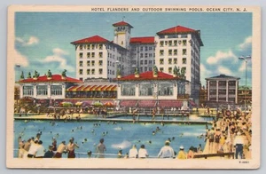 Hotel Flandern und Schwimmbäder Ozeanstadt New Jersey Meer Vintage Postkarte - Bild 1 von 2